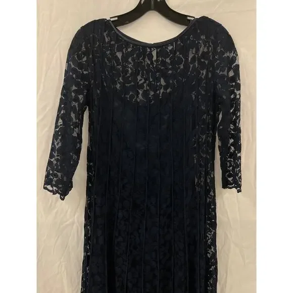 Teri Jon 3/4 Sleeve Lace Illusion Gown with Bow size 6